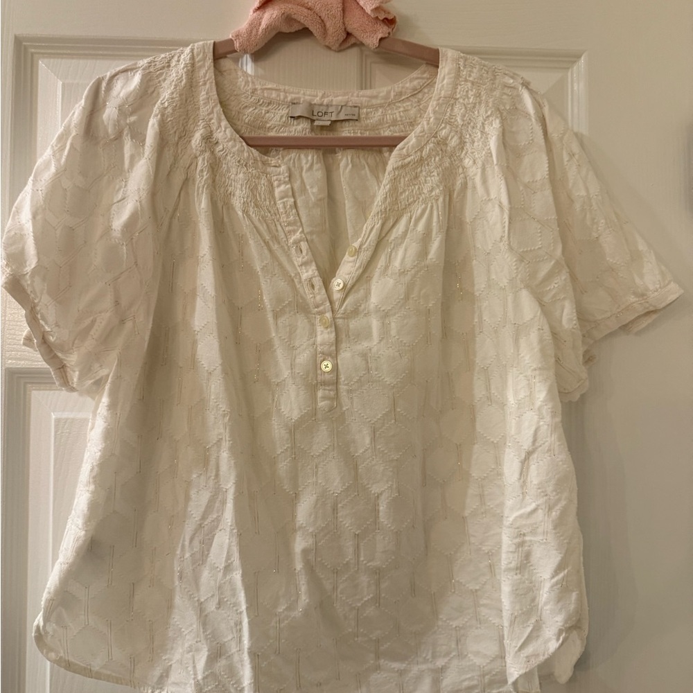 LOFT Cream Textured Blouse